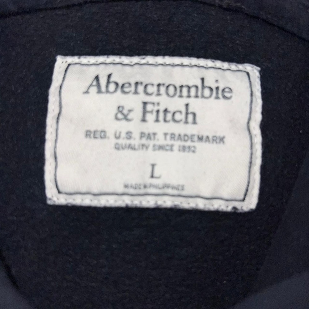 VTG Abercrombie & Fitch New York Hoodie Men's Sz L Black Embroider Logo Pullover - Picture 4 of 9